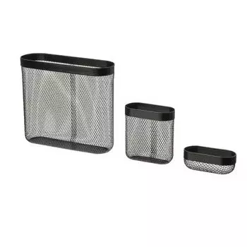 Настенная стойка для хранения - черная корзина для хранения, набор из 3 предметов чёрный