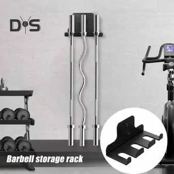 Настенная стойка для хранения штанги, прочная, несущая, универсальная, простая установка, многофункциональная, подвесная стойка для штанги, фитнес-оборудование чёрный
