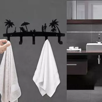 Настенная стойка для ключей, простая в установке, устойчивая, практичная, с 5 крючками, украшение для