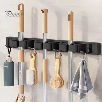 Настенная стойка для метлы, прочная несущая конструкция, регулируемая, широко используется, легко устанавливается, крючок для швабры, вешалка для метлы 40cm чёрный