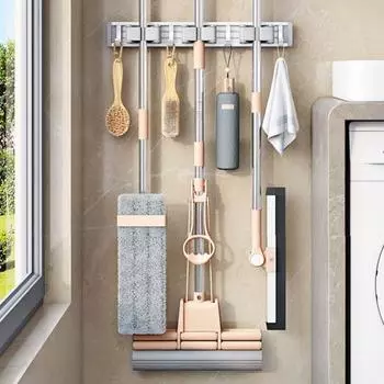 Настенная стойка для щеток, прочная несущая конструкция, регулируемая, широко используемая, простая в установке швабра 40cm серый