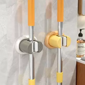 Настенная стойка для швабры, пластиковая стойка для хранения швабры, многоцелевой зажим для метлы для ванной комнаты белый