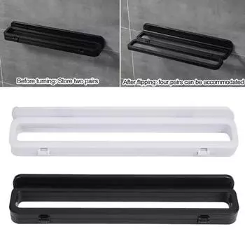 Настенная стойка для тапочек Yousheng, складной дизайн, простая установка, многоцелевой держатель для хранения тапочек в ванной комнате чёрный