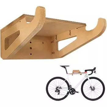 Настенная стойка для велосипеда, деревянный крючок для хранения велосипедов в помещении со съемной полкой, держатель для велосипеда, выставочный стенд, органайзер, экономящий место