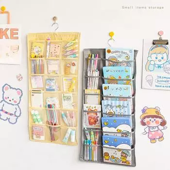 Настенная сумка для хранения из ткани, большая вместимость, карман для хранения настенной сумки за дверью студенческого общежития 76*38cm бежевый