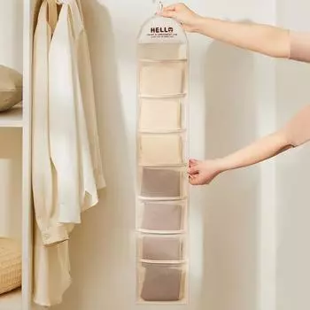 Настенная сумка для хранения Несколько сетчатых карманов Большая вместительная веревка для волос Заколки для волос Носки Сумка для хранения нижнего белья Домашнее общежитие Задняя часть двери Висит белый