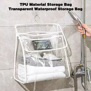 Настенная сумка для хранения Прозрачная пыленепроницаемая водонепроницаемая сумка для хранения с карманом для телефона Большая вместительная настенная сумка для хранения S белый
