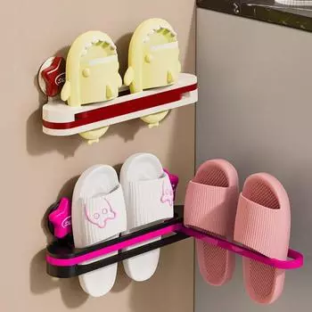 Настенная сушилка для обуви, пластиковая вешалка для тапочек, многофункциональная вешалка для обуви, ванная комната розовый