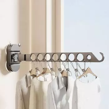 Настенная сушилка для одежды на присосках, 8 отверстий, многозажимные вешалки, ванная комната серый