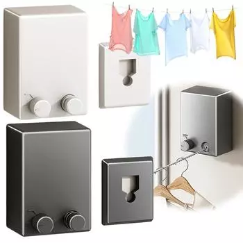 Настенная сушилка для одежды, прочная выдвижная бельевая веревка, не требующая проколов, прочная веревка для сушки из нержавеющей стали белый