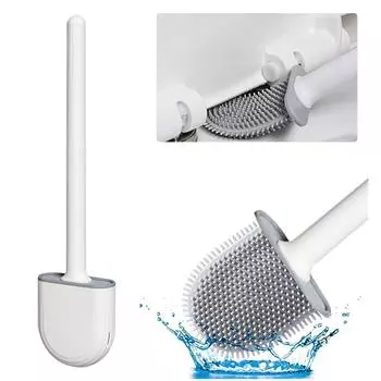 Настенная туалетная щетка с силиконовой плоской головкой, набор щеток для чистки туалета, щетка для ванной комнаты 1 шт. белый