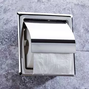 Настенная утопленная скрытая коробка для рулонной бумаги Полка для салфеток Держатель для туалетной бумаги Коробка для салфеток