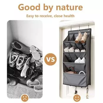 Настенная вешалка для хранения на двери, экономящая место, тканевая вешалка для одежды, 11-карманная нетканая вешалка для обуви бежевый