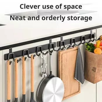 Настенная вешалка для хранения вещей, крючок, устойчивый к коррозии, прочный, несущий нагрузку, простой в установке, подставка для кухонных принадлежностей, вешалка для столовых приборов чёрный