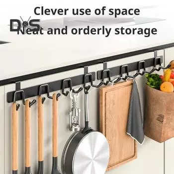 Настенная вешалка для хранения вещей, крючок, устойчивый к коррозии, прочный, несущий нагрузку, простой в установке, подставка для кухонных принадлежностей, вешалка для столовых приборов чёрный