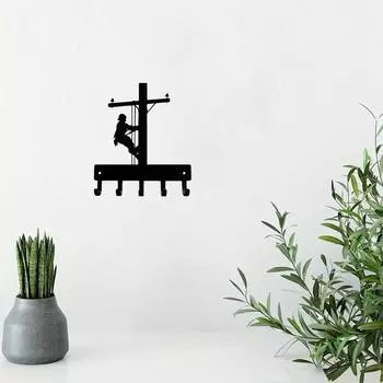 Настенная вешалка для ключей Lineman Poleman; Крючки для хранения вещей для дома или офиса. Добавьте очарования в свой интерьер с помощью места для хранения ключей.. Привлекательный XXXXL чёрный