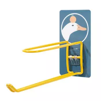 Настенная вешалка для одежды с изображением мультяшных животных, 2-уровневая, экономящая место для хранения, акриловый клей, кованое железо