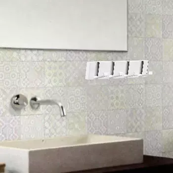 Настенная вешалка для пальто, складные крючки, алюминиевая вешалка для шляп для фермерского дома White 5 Hooks