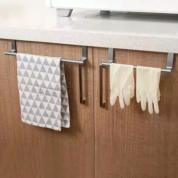 Настенная вешалка для полотенец из нержавеющей стали, органайзер для полотенец, не требующий сверления, подвесные полки для кухонных шкафов, товары для дома 23cm серебряный