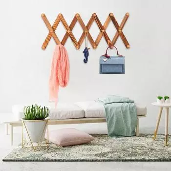Настенная вешалка для шляп, расширяемая вешалка для пальто, прочная, несущая, простая в установке, расширяемая настенная вешалка для шляп, деревянная вешалка для шляп коричневый