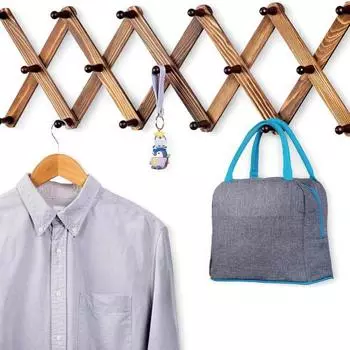 Настенная вешалка для шляп Yousheng, расширяемая вешалка для пальто, прочная, несущая, простая в установке, расширяемая настенная вешалка для шляп из дерева коричневый