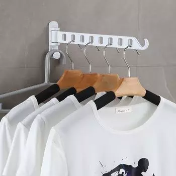 Настенная вешалка для сушки одежды, легко устанавливаемый складной органайзер для одежды в помещении White-8 Holes