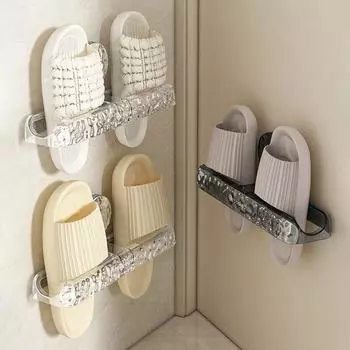 Настенная вешалка для тапочек на присоске, крючок для тапочек без проколов, простая полка для обуви для дома прозрачный