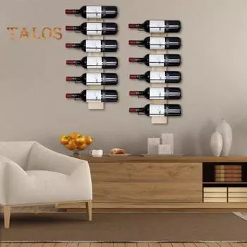Настенная винная стойка, деревянный держатель для бутылок вина, кухонный бар, органайзер для хранения, простая сборка, вмещает 12 бутылок, домашний декор, подарок для любителей вина