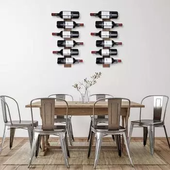 Настенная винная стойка, деревянный держатель для бутылок вина, кухонный бар, органайзер для хранения, простая сборка, вмещает 12 бутылок, домашний декор, подарок для любителей вина