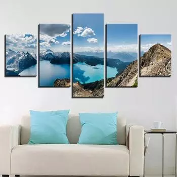 Настенная живопись на холсте, 5 шт., бабочки и фиолетовые цветы, печать пейзажей, HD фотографии, декор для дома, без рамки 20x35cm*2 20x45cm*2 20x55cm*1