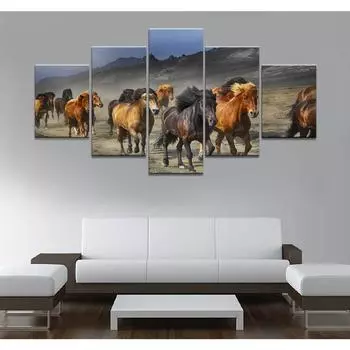 Настенная живопись на холсте 5 шт. картина с изображением животных лошадь постер украшение для гостиной дома Medium Size Unframed Canvas