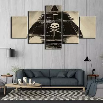 Настенная живопись на холсте, 5 шт., принты и постеры, домашний декор, работа, череп, террор, настенные панно для гостиной 20x35cm*2 20x45cm*2 20x55cm*1