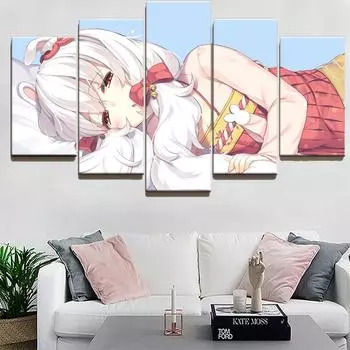 Настенная живопись на холсте, 5 шт., современная анимация, Акаги Азур Лейн, картина Hd с принтом, мультяшный модульный постер, домашний декор для гостиной, без рамки 20x35cm*2 20x45cm*2 20x55cm*1