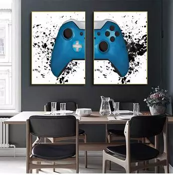 Настенная живопись на холсте для мальчиков с изображением видеоигр, художественные постеры и принты в стиле компьютерных игр, настенные картины, подарок геймеру, декор для игровой комнаты, без рамки 21*30cm