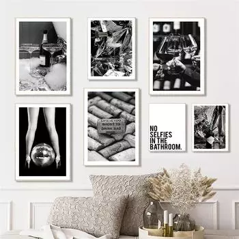 Настенная живопись на холсте, фольга для шампанского, вино, ура, пузырьковая ванна, постер и печать, модная настенная живопись для ног в стиле диско 21cm30cm NoFrame