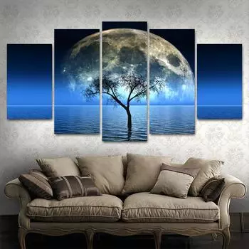 Настенная живопись на холсте HD печать модульная рамка с видом на море 5 шт. популярная картина пейзаж для декора гостиной плакат без рамки 20x35cm*2 20x45cm*2 20x55cm*1