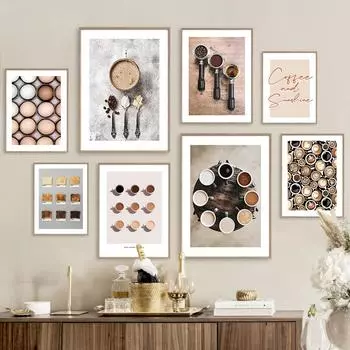 Настенная живопись на холсте, кофе, тост, макарон, торт, плакаты на скандинавскую тему и принты, настенные панно для гостиной, кафе, клубное украшение A4 21X30cm No Framed