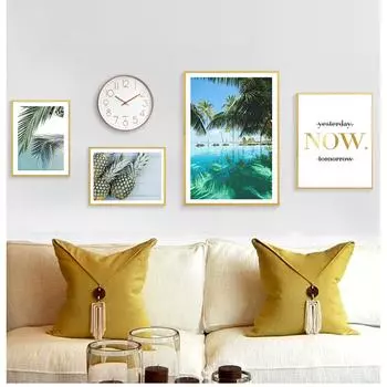 Настенная живопись на холсте, современный декор комнаты, тропическое украшение, картина, скандинавский ананас, пальма, принт, пейзаж 21cm30cm NoFrame