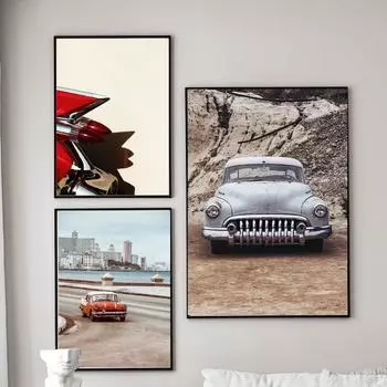 Настенная живопись на холсте, старая мода, классический автомобиль, ковбойские винтажные постеры на скандинавскую тему и принты, настенные панно для декора гостиной A4 21X30cm No Framed