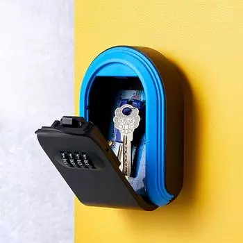 Настенное хранилище ключей, 4-значный кодовый сейф для хранения ключей, пластиковый сейф для ключей, для использования в помещении и на открытом воздухе для домашнего офиса красный