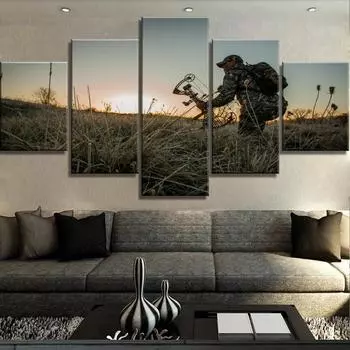 Настенное искусство для украшения дома, настенный декор, настенная картина, 5 шт., HD-принт, большие охотники на уток, современные декоративные картины, холст без рамки 20x35cm*2 20x45cm*2 20x55cm*1