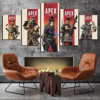Настенное искусство геймера, 5 панелей, игра Apex Legends, модульные холсты, постеры, фотографии, HD принты, картины, домашний декор, украшение для гостиной 20x35cm*2 20x45cm*2 20x55cm*1
