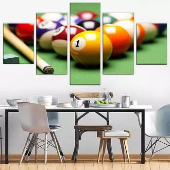 Настенное искусство HD с принтом, 5 шт./шт., цветные бильярдные модульные винтажные картины, картины для домашнего декора на холсте для гостиной 20x35cm*2 20x45cm*2 20x55cm*1