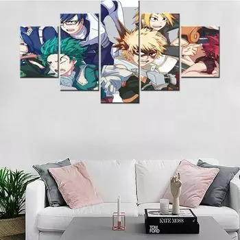 Настенное искусство HD с принтом японского аниме Katsuki Bakugou, 5 шт., холст, картины для интерьера, украшения гостиной, современные плакаты 20X35 20X45 20X55cm