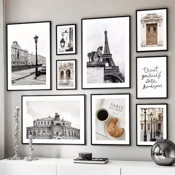 Настенное искусство холст картины скандинавские постеры парижское полотенце французская Триумфальная арка и принты украшения настенные картины для гостиной 21x30cm No Framed