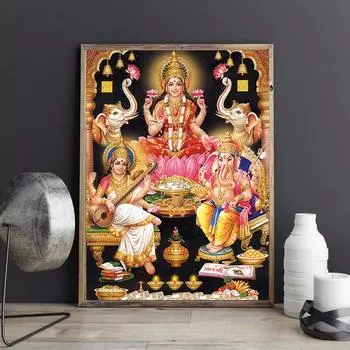 Настенное искусство индуистские боги Господь Ганеша Кришна холст картины постеры и принты индуистские для гостиной украшения дома без рамки 21*30cm No Frame