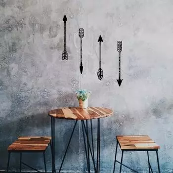 Настенное искусство из 4 предметов из черного металла - украшение в виде меча для бревенчатой хижины, сада, гостиной и комнаты на Хэллоуин | Готический настенный декор светло-серый
