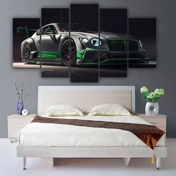 Настенное искусство на холсте, 5 шт., принты, серый супер спортивный автомобиль, модульный современный декор, постеры, фотографии, украшения для дома, гостиной, картины без рамки 20x35cm*2 20x45cm*2 20x55cm*1