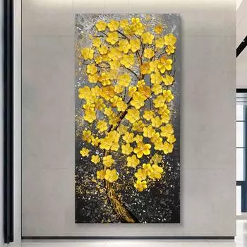 Настенное искусство на холсте, постеры и принты с золотыми деревьями, настенное искусство для гостиной, холст, картина, украшение для дома, входные картинки 20x40cm