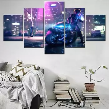 Настенное искусство, печать на холсте, локомотив, девушка на улице, 5 компл., картины, украшения для гостиной, постеры, эстетический декор, рамки без рамки 20x35cm*2 20x45cm*2 20x55cm*1